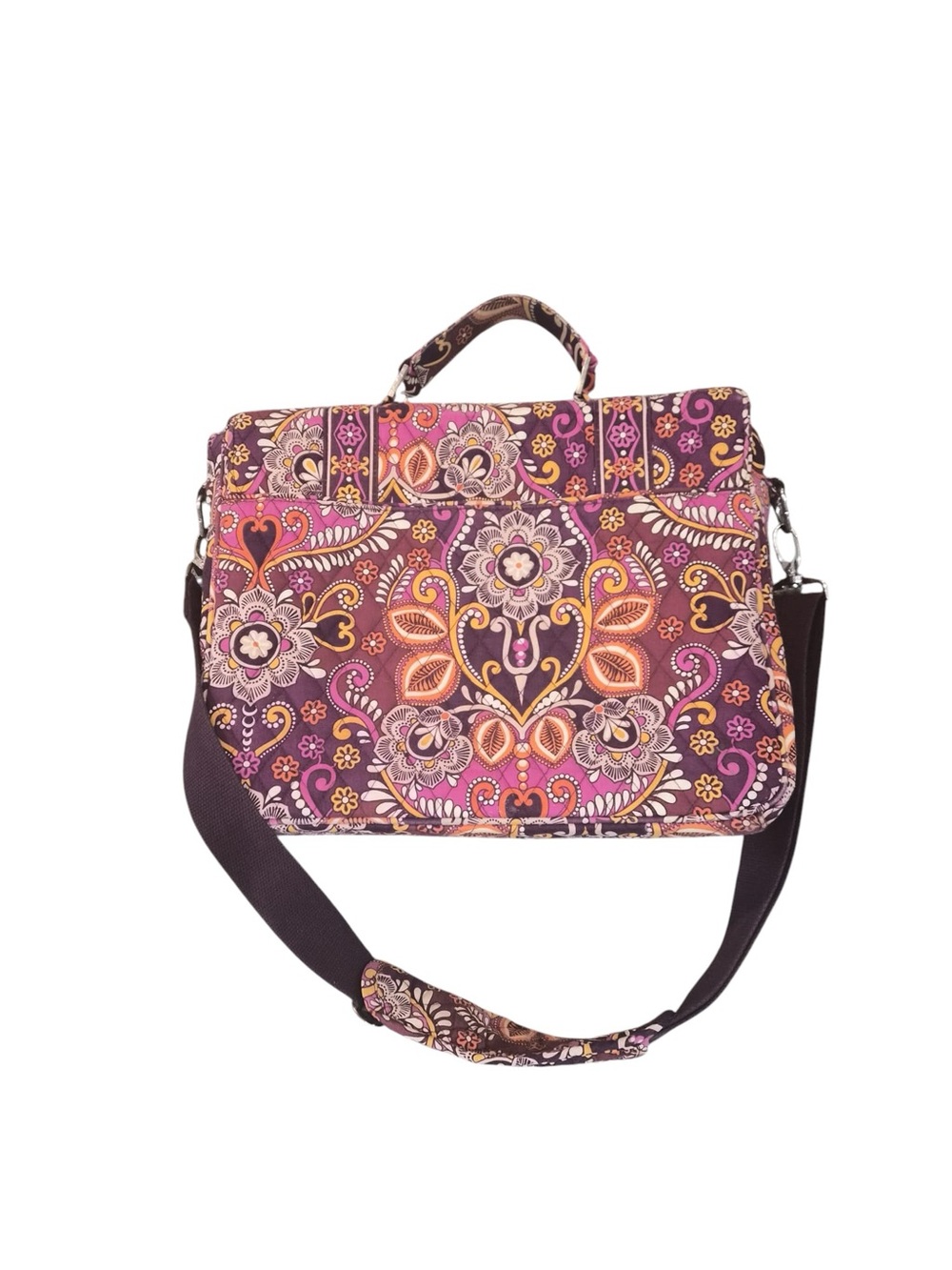Vera Bradley Quilted Floral Laptop Satchel in Plum and Pink - Picture 7 of 14